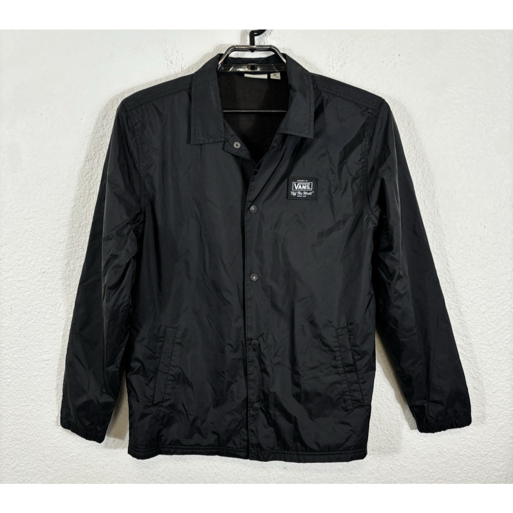 Vans Off The Wall Jacket Youth ? Size XL Black Nylon Snap Front‎